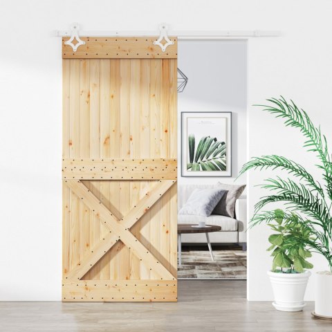 VidaXL Drzwi przesuwne Naturalne i białe 90 x 210 cm