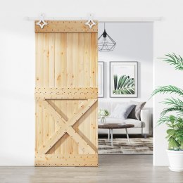 VidaXL Drzwi przesuwne Naturalne i białe 90 x 210 cm