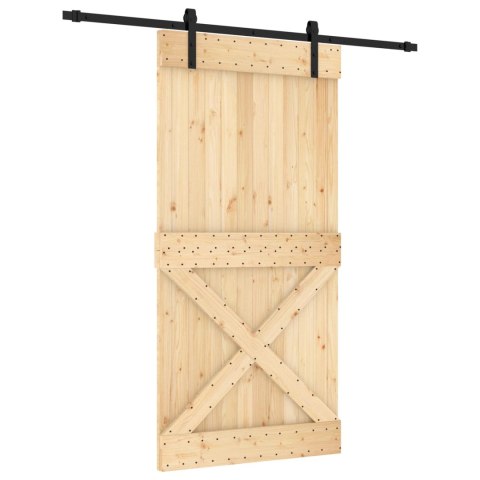 VidaXL Drzwi przesuwne Naturalny i czarny 100 x 210 cm