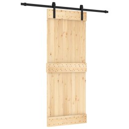 VidaXL Drzwi przesuwne Naturalny i czarny 80 x 210 cm