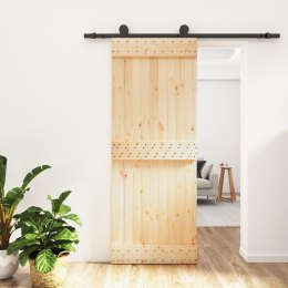 VidaXL Drzwi przesuwne Naturalny i czarny 80 x 210 cm