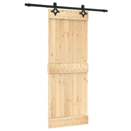 VidaXL Drzwi przesuwne Naturalny i czarny 80 x 210 cm