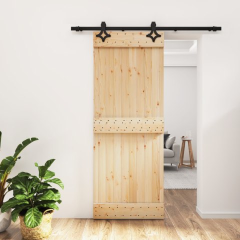 VidaXL Drzwi przesuwne Naturalny i czarny 80 x 210 cm