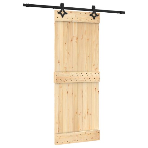 VidaXL Drzwi przesuwne Naturalny i czarny 80 x 210 cm