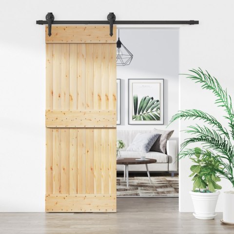 DRZWI PRZESUWNE NATURALNY I CZARNY 80X210CM