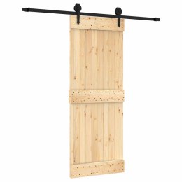 VidaXL Drzwi przesuwne Naturalny i czarny 80 x 210 cm