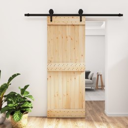 VidaXL Drzwi przesuwne Naturalny i czarny 80 x 210 cm