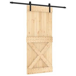 VidaXL Drzwi przesuwne Naturalny i czarny 90 x 210 cm