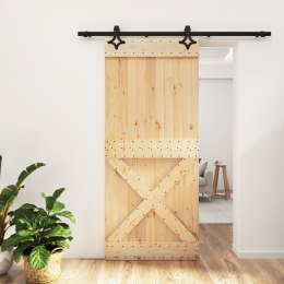 VidaXL Drzwi przesuwne Naturalny i czarny 90 x 210 cm