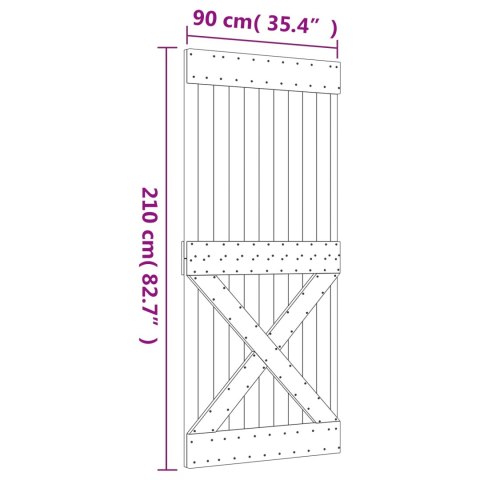VidaXL Drzwi przesuwne Naturalny i czarny 90 x 210 cm