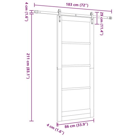 VidaXL Drzwi przesuwne ORKDAL Naturalny i czarny 86 x 211 cm