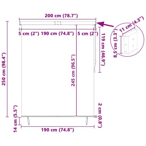 VidaXL Roleta Niebieski i biały 200 x 250 cm Materiał i Aluminium