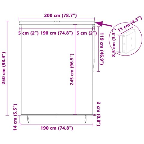 VidaXL Roleta z zasłonami Kremowy 200 x 250 cm Materiał i Aluminium