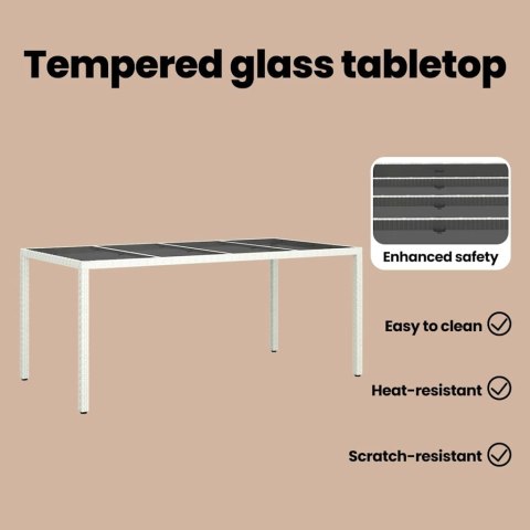 VidaXL Stół Ogrodowy Biały 190 x 90 x 75 cm polirattan