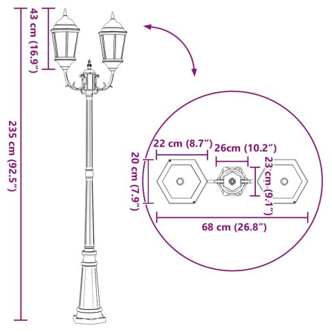 LAMPA OGRODOWA KOLOR BRONZU 235CM ALUMINIUM