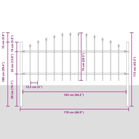 BIAŁY PŁOT OGRODOWY Z GÓRNYM ŁUKIEM 1,7X0,75M ZE STALI