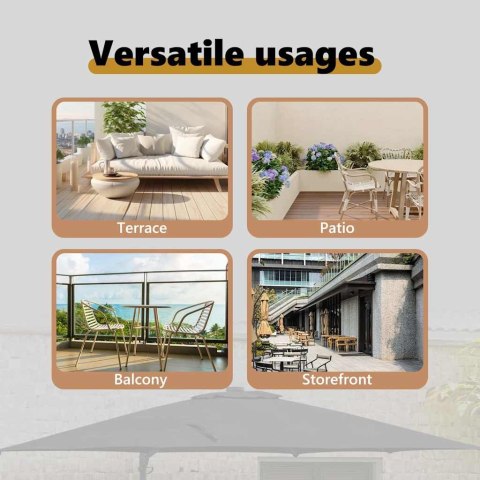PARASOL ŚCIENNY TARASOWY CZARNY I CZARNY 248.5X247.5X160CM