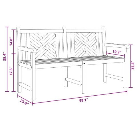 VidaXL Ławka ogrodowa 150 x 60 x 90 cm Lite drewno teakowe