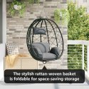 VidaXL Wiszące krzesło jajo Antracyt 91,5 x 54,5 x 107 cm polirattan