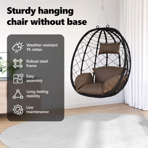 VidaXL Wiszące krzesło jajo kawowy 91,5 x 54,5 x 107 cm polirattan