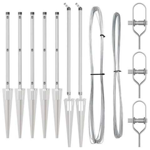 VidaXL Punkt na słupek 7 szt. srebrny Stal malowana proszkowo