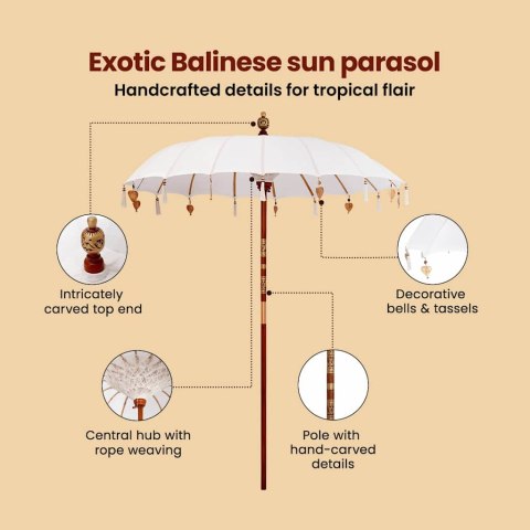 BALIŃSKI PARASOL KREMOWY 185X185X260CM