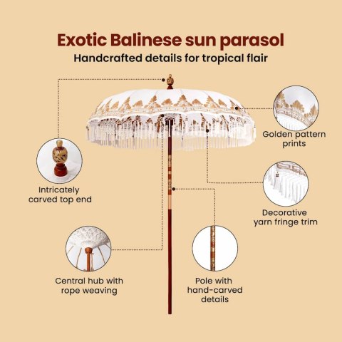 BALIŃSKI PARASOL KREMOWY 215X215X260CM