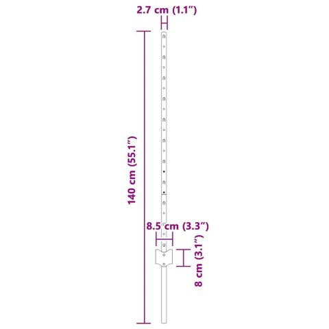 SŁUPEK OGRODZENIOWY. 11 SZT. ZIELONY 100CM STAL