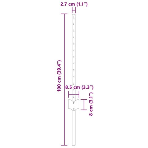 SŁUPEK OGRODZENIOWY. 5 SZT. SREBRNY 60CM STAL