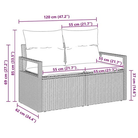 SOFA OGRODOWA Z PODUSZKĄ 120X62X69CM POLIRATTAN