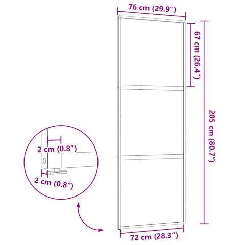 DRZWI PRZESUWNE CZARNY 76X205CM SZKŁO HARTOWANE ALUMINIUM