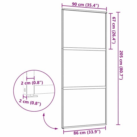 DRZWI PRZESUWNE CZARNY 90X205CM SZKŁO HARTOWANE ALUMINIUM