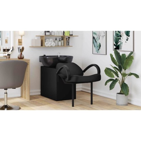 FOTEL DO SZAMPONU CZARNY 63X141X92CM PVC