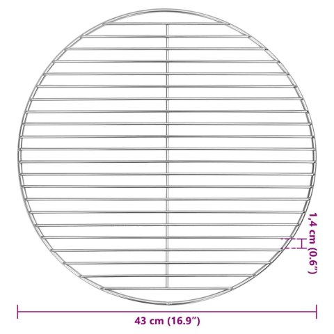 RUSZT DO GRILLA SREBRNY Ø43CM STAL NIERDZEWNA