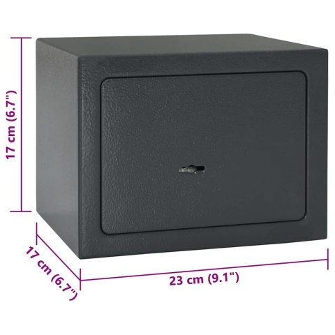 SEJF Z BLOKADĄ CIEMNO SZARY 23X17X17CM STAL