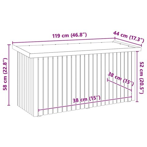 SKRZYNIA DO PRZECHOWYWANIA W OGRODZIE NATURALNY 119X44X58,5CM