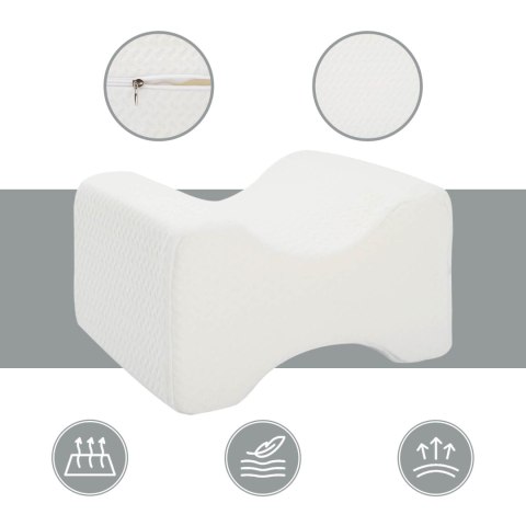 VidaXL Knee Pillow Biały Pianka z pamięcią i poliester