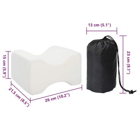 VidaXL Knee Pillow Biały Pianka z pamięcią i poliester