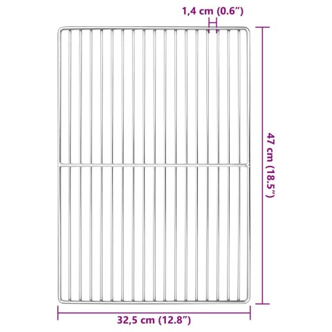 VidaXL Ruszt grillowy Srebrny 47 x 32,5 cm Stal nierdzewna