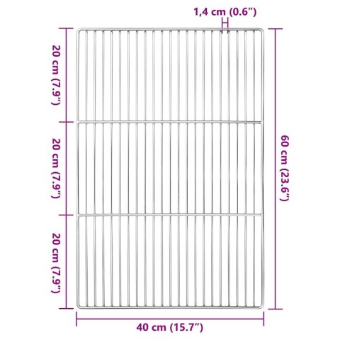 VidaXL Ruszt grillowy Srebrny 60 x 40 cm Stal nierdzewna