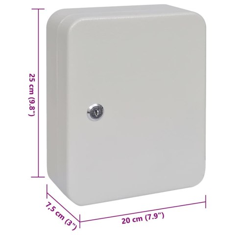 VidaXL Skrzynka na klucze Kość słoniowa 20 x 7,5 x 25 cm Stal