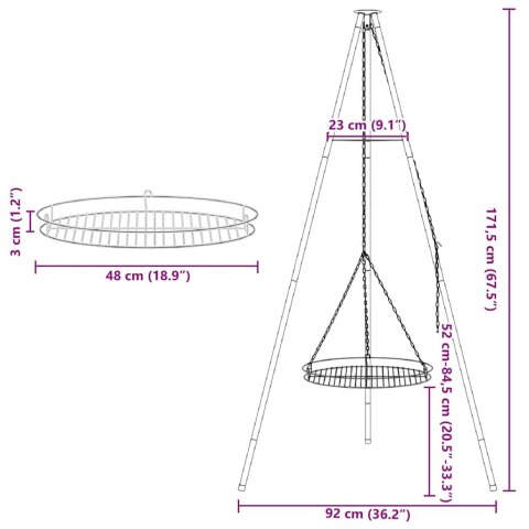 VidaXL Tripod na ognisko 2 pcs Czarny Stal
