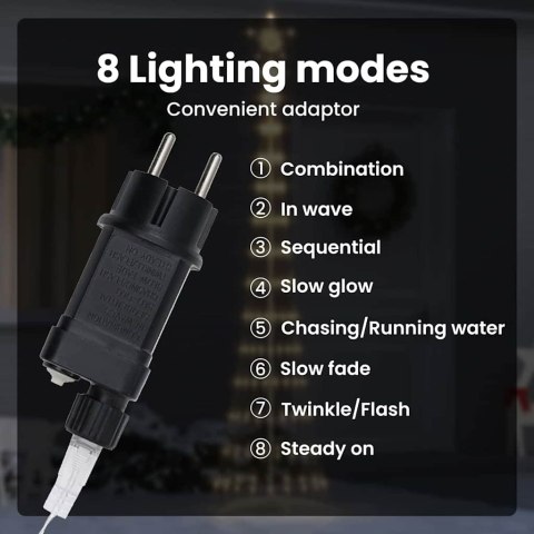 CHOINKA ŚWIĄTECZNA LED CIEPŁA BIEL 138.5X138.5X399CM METAL