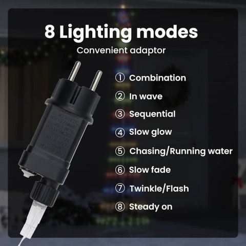 CHOINKA ŚWIĄTECZNA LED WIELOKOLOROWE 138.5X138.5X399CM