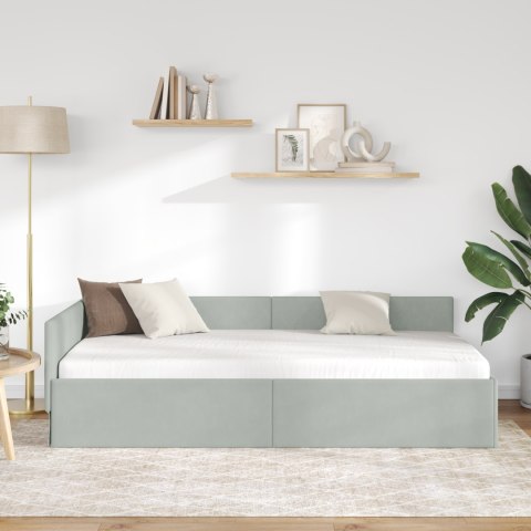 VidaXL Rama łóżka narożnego Jasnoszary 90 cm x 200 cm Aksamit