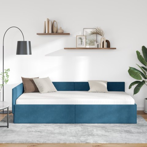 VidaXL Rama łóżka narożnego Niebieski 90 cm x 200 cm Aksamit
