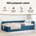 VidaXL Rama łóżka narożnego Niebieski 90 cm x 200 cm Aksamit