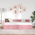 VidaXL Rama łóżka narożnego Z zagłówkiem Różowy 90 cm x 200 cm Aksamit