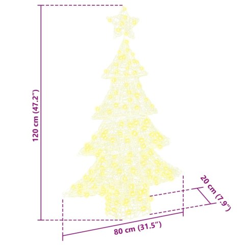 CHOINKA Z 100 DIODAMI LED CIEPŁA BIEL 120CM AKRYL