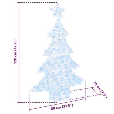 CHOINKA Z 100 DIODAMI LED ZIMNA BIEL 120CM AKRYL